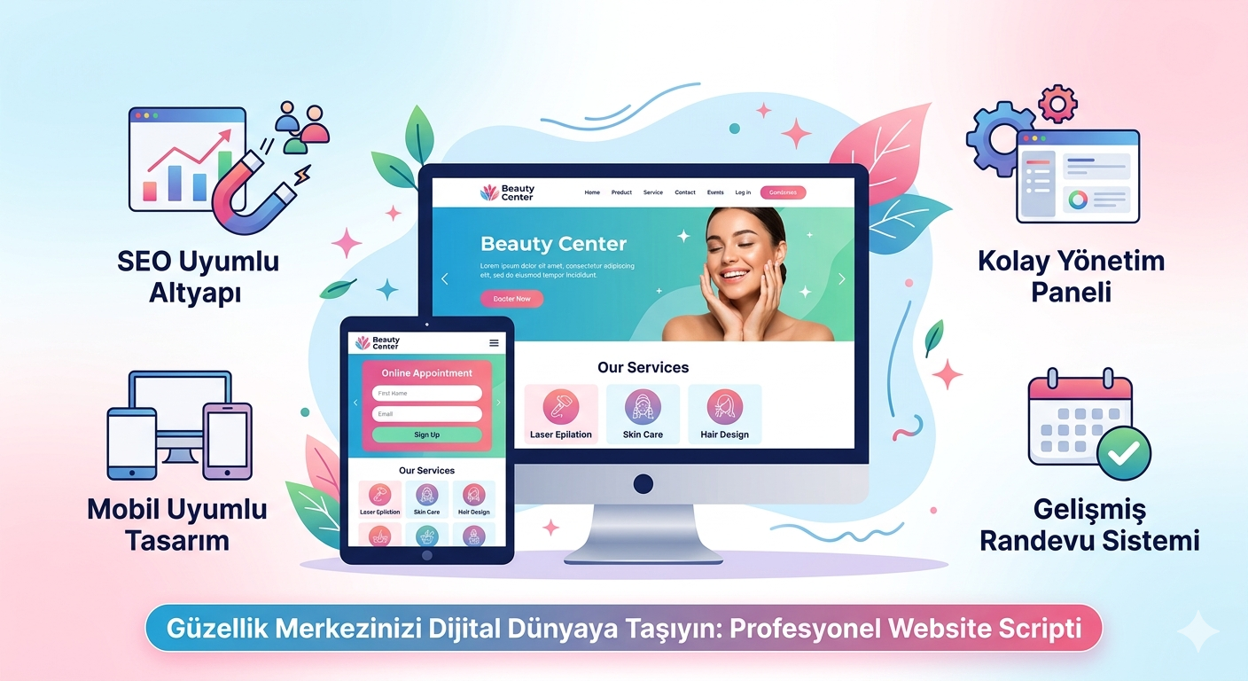 Profesyonel Güzellik Merkezi Website Scripti